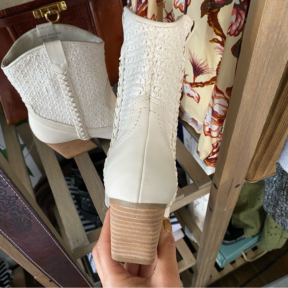 DOLCE VITA White Textured Ankle Cowboy Boots - Picture 6 of 14